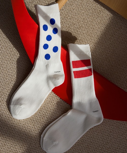 YUQRI(ユクリ)の「【YUQRI】Paint Line(ソックス/靴下・メンズ・ホワイト系その他2/ホワイト系その他3/ホワイト/ブラック・L/M/S)」の11枚目の写真