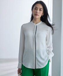 ICB（アイシービー）の「BackSatinAmunzen バンドカラーブラウス（シャツ/ブラウス）」