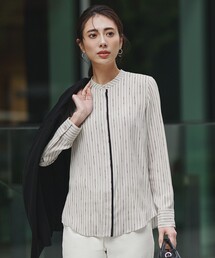 ICB（アイシービー）の「BackSatinAmunzen バンドカラーブラウス（シャツ/ブラウス）」