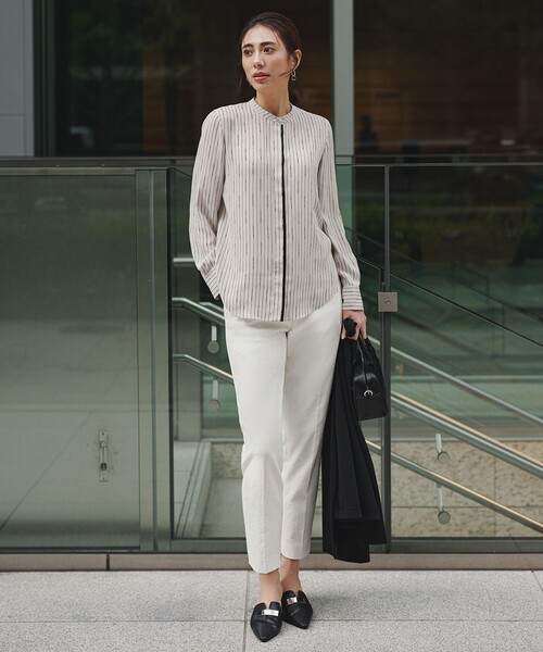 BackSatinAmunzen バンドカラーブラウス（シャツ/ブラウス）｜ICB