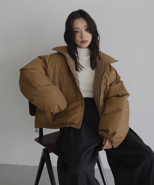 hellam（へラム）の「パディングショートダウンジャケット（ダウンジャケット/コート・レディース・カーキ/ブラック/アイボリー/ネイビー/ベージュ/チャコール/キャメル/ブラウン/ブラック系その他/ホワイト系その他/ベージュ系その他・FREE）」の11枚目の写真