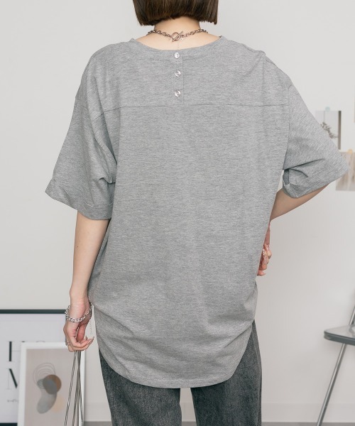 RCD(アールシーディー)の「ロールアップハーフスリーブカットソー(Tシャツ/カットソー・レディース・カーキ/ブラック/杢グレー/オフホワイト・4L~5L/LL~3L/M-L)」の13枚目の写真