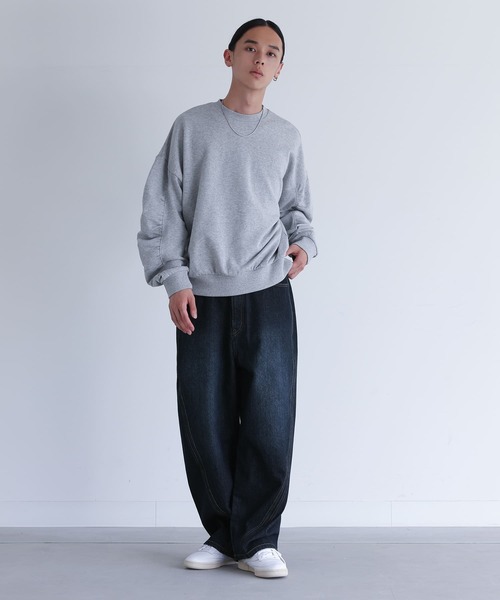 MDR(エムディアール)の「ダブルシームワイドカーブシルエットデニムパンツ【セットアップ対応】(デニムパンツ・メンズ・ネイビー/ブラック・L/M)」の21枚目の写真