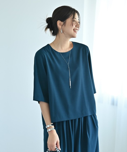 STYLE DELI（スタイルデリ）の「【Kana Oyama×BLK001】セットアップトップス／DELI size（シャツ/ブラウス・レディース・ネイビー/ブラック/ブルーグリーン・FREE）」の3枚目の写真