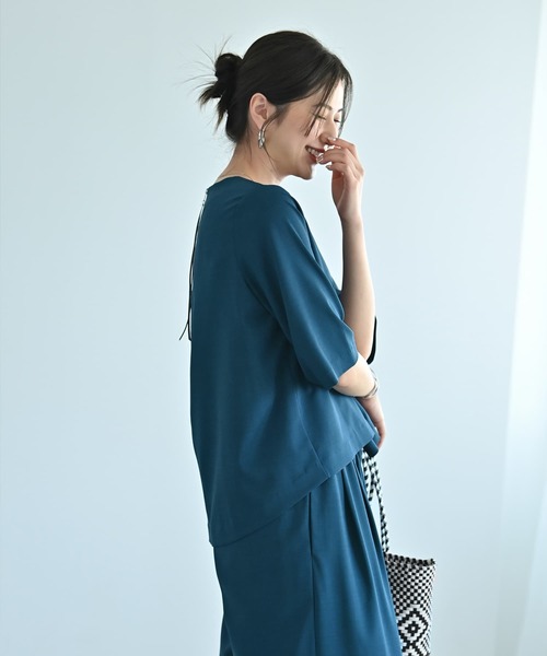 STYLE DELI（スタイルデリ）の「【Kana Oyama×BLK001】セットアップトップス／DELI size（シャツ/ブラウス・レディース・ネイビー/ブラック/ブルーグリーン・FREE）」の15枚目の写真