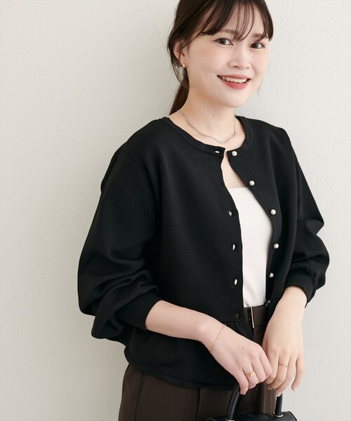 ペプラムカーデ＆カットワークキュロット Couture Brooch（クチュール ブローチ） カーディガン 「袖口レース