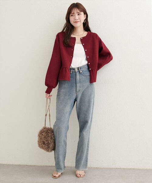 WEB限定】裾フリルペプラムカーデ（カーディガン/ボレロ）｜natural