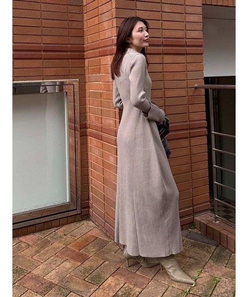 styling/（スタイリング）の「ヘンリーネックニットワンピース（ワンピース・レディース・ベージュ/ブラック/ダークグリーン・0/1）」の4枚目の写真