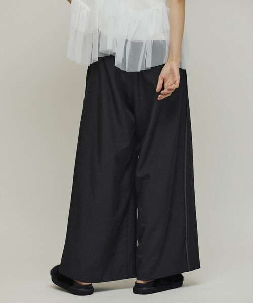 Firsthand(ファーストハンド)の「Firsthand/ファーストハンド フロントタック ワイドスラックスパンツ / ルーズシルエット(スラックス・レディース・ブラック/チャコールグレー・MEDIUM/SMALL)」の7枚目の写真