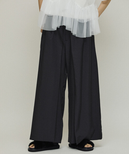 Firsthand(ファーストハンド)の「Firsthand/ファーストハンド フロントタック ワイドスラックスパンツ / ルーズシルエット(スラックス・レディース・ブラック/チャコールグレー・MEDIUM/SMALL)」の12枚目の写真