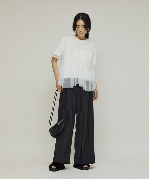 Firsthand(ファーストハンド)の「Firsthand/ファーストハンド フロントタック ワイドスラックスパンツ / ルーズシルエット(スラックス・レディース・ブラック/チャコールグレー・MEDIUM/SMALL)」の14枚目の写真