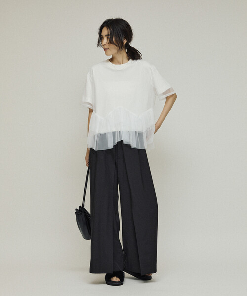 Firsthand(ファーストハンド)の「Firsthand/ファーストハンド フロントタック ワイドスラックスパンツ / ルーズシルエット(スラックス・レディース・ブラック/チャコールグレー・MEDIUM/SMALL)」の15枚目の写真