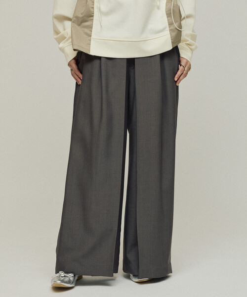 Firsthand(ファーストハンド)の「Firsthand/ファーストハンド フロントタック ワイドスラックスパンツ / ルーズシルエット(スラックス・レディース・ブラック/チャコールグレー・MEDIUM/SMALL)」の22枚目の写真