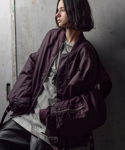 ERAR(エラー)の「【ERAR】ジップアーム2wayハイギミックキルティング中綿MA-1ブルゾン(MA-1・メンズ・ブラック/ワイン・S/M/L/XL)」の22枚目の写真