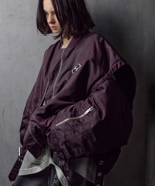 ERAR】ジップアーム2wayハイギミックキルティング中綿MA-1ブルゾン（MA