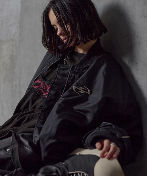 ERAR(エラー)の「【ERAR】ジップアーム2wayハイギミックキルティング中綿MA-1ブルゾン(MA-1・メンズ・ブラック/ワイン・S/M/L/XL)」の7枚目の写真