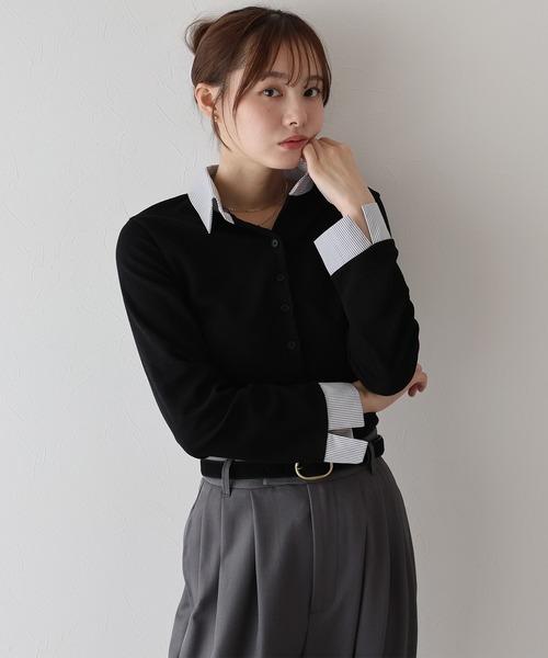 BLUEEAST(ブルーイースト)の「シャツドッキングカーディガン(カーディガン/ボレロ・レディース・ブラック/ネイビー/ブラウン・MEDIUM)」の12枚目の写真