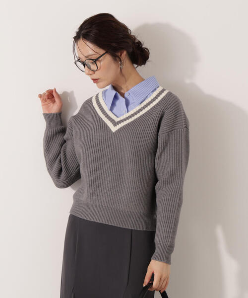 PROPORTION BODY DRESSING(プロポーションボディドレッシング)の「チルデンニット / 1215270027(ニット/セーター・レディース・ネイビー/グレー系その他・FREE)」の6枚目の写真