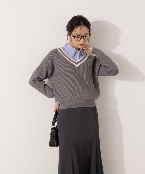 PROPORTION BODY DRESSING(プロポーションボディドレッシング)の「チルデンニット / 1215270027(ニット/セーター・レディース・ネイビー/グレー系その他・FREE)」の7枚目の写真
