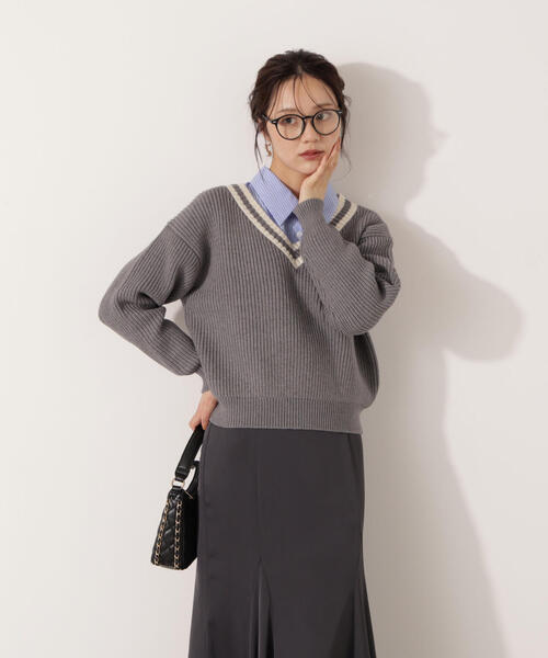 PROPORTION BODY DRESSING(プロポーションボディドレッシング)の「チルデンニット / 1215270027(ニット/セーター・レディース・ネイビー/グレー系その他・FREE)」の11枚目の写真