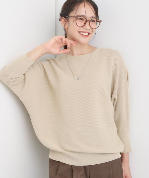 DRESKIP（ドレスキップ）の「【洗える/毛玉になりにくい/UV】 ガータードルマン 7分袖ニット（ニット/セーター・レディース・ブルー/ブラック/ダークブラウン/ボルドー/マスタード/ベージュ・00）」の3枚目の写真