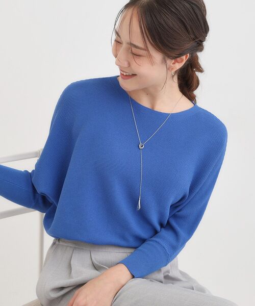 DRESKIP（ドレスキップ）の「【洗える/毛玉になりにくい/UV】 ガータードルマン 7分袖ニット（ニット/セーター・レディース・ブルー/ブラック/ダークブラウン/ボルドー/マスタード/ベージュ・00）」の4枚目の写真