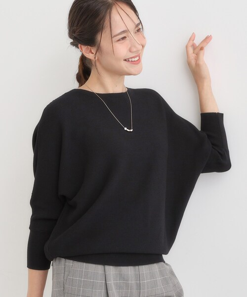 DRESKIP（ドレスキップ）の「【洗える/毛玉になりにくい/UV】 ガータードルマン 7分袖ニット（ニット/セーター・レディース・ブルー/ブラック/ダークブラウン/ボルドー/マスタード/ベージュ・00）」の2枚目の写真