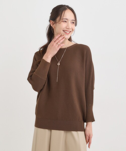 DRESKIP（ドレスキップ）の「【洗える/毛玉になりにくい/UV】 ガータードルマン 7分袖ニット（ニット/セーター・レディース・ブルー/ブラック/ダークブラウン/ボルドー/マスタード/ベージュ・00）」の12枚目の写真