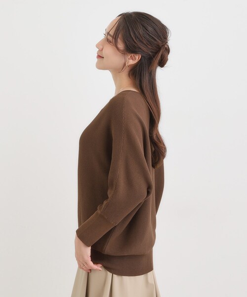 DRESKIP（ドレスキップ）の「【洗える/毛玉になりにくい/UV】 ガータードルマン 7分袖ニット（ニット/セーター・レディース・ブルー/ブラック/ダークブラウン/ボルドー/マスタード/ベージュ・00）」の13枚目の写真