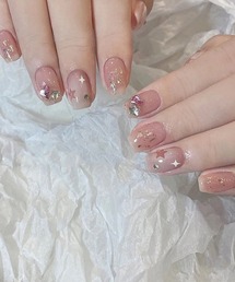 ONEP STAR（ワンピスター）の「簡単にネイルチップ ハンドネイルチップ 変形フレンチネイル（ネイルシール/ネイルチップ）」