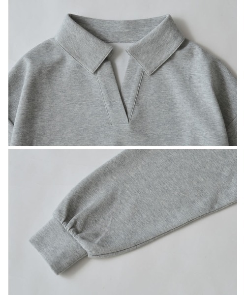 Re:EDIT（リエディ）の「[2025AW COLLECTION][イージーケア]ライトダンボールスキッパーポロプルオーバー（パーカー・レディース・ブラック/アイボリー/グレー・MEDIUM/LARGE）」の22枚目の写真