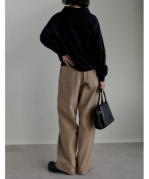 Re:EDIT（リエディ）の「[2025AW COLLECTION][イージーケア]ライトダンボールスキッパーポロプルオーバー（パーカー・レディース・ブラック/アイボリー/グレー・MEDIUM/LARGE）」の6枚目の写真