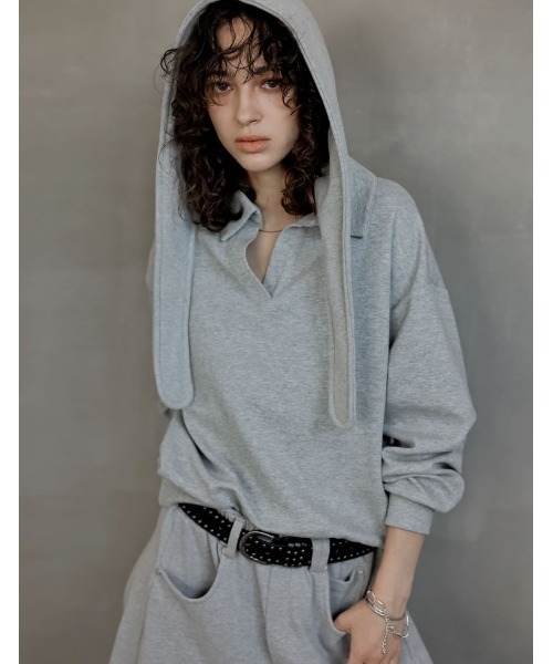 Re:EDIT（リエディ）の「[2025AW COLLECTION][イージーケア]ライトダンボールスキッパーポロプルオーバー（パーカー・レディース・ブラック/アイボリー/グレー・MEDIUM/LARGE）」の11枚目の写真