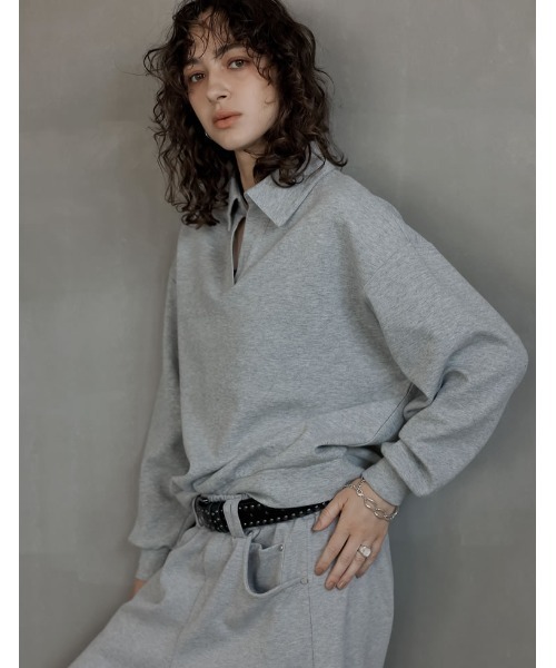 Re:EDIT（リエディ）の「[2025AW COLLECTION][イージーケア]ライトダンボールスキッパーポロプルオーバー（パーカー・レディース・ブラック/アイボリー/グレー・MEDIUM/LARGE）」の9枚目の写真