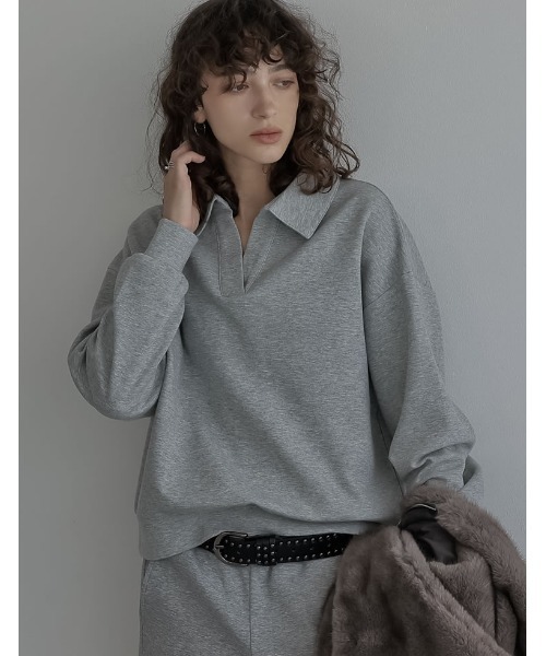 Re:EDIT（リエディ）の「[2025AW COLLECTION][イージーケア]ライトダンボールスキッパーポロプルオーバー（パーカー・レディース・ブラック/アイボリー/グレー・MEDIUM/LARGE）」の15枚目の写真