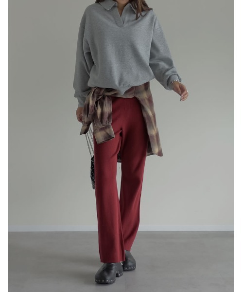 Re:EDIT（リエディ）の「[2025AW COLLECTION][イージーケア]ライトダンボールスキッパーポロプルオーバー（パーカー・レディース・ブラック/アイボリー/グレー・MEDIUM/LARGE）」の12枚目の写真