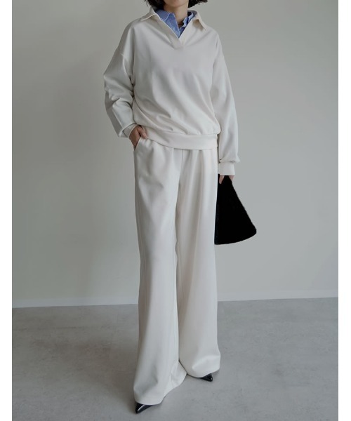 Re:EDIT（リエディ）の「[2025AW COLLECTION][イージーケア]ライトダンボールスキッパーポロプルオーバー（パーカー・レディース・ブラック/アイボリー/グレー・MEDIUM/LARGE）」の21枚目の写真