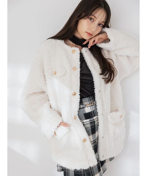 ボアフレンチブルゾン オフホワイト ダズリン dazzlin ボアフレンチブルゾン （オフホワイト