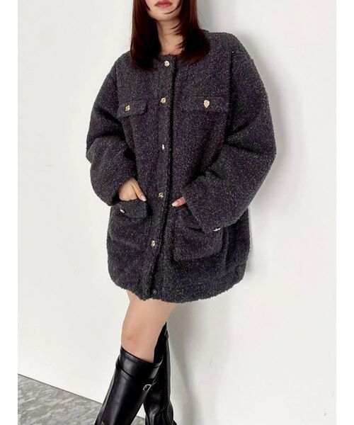 dazzlin（ダズリン）の「ボアフレンチブルゾン（ブルゾン・レディース・レッド/ピンク/オフホワイト/チャコールグレー・FREE）」の13枚目の写真