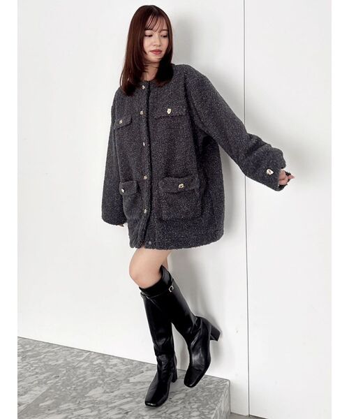 dazzlin（ダズリン）の「ボアフレンチブルゾン（ブルゾン・レディース・レッド/ピンク/オフホワイト/チャコールグレー・FREE）」の14枚目の写真