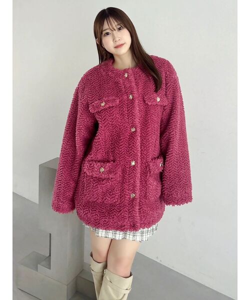 ダズリン　フレンチボアブルゾン　ピンク dazzlin ボアフレンチブルゾン ピンク ダズリン dazzlin ボア