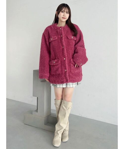 dazzlin（ダズリン）の「ボアフレンチブルゾン（ブルゾン・レディース・レッド/ピンク/オフホワイト/チャコールグレー・FREE）」の19枚目の写真