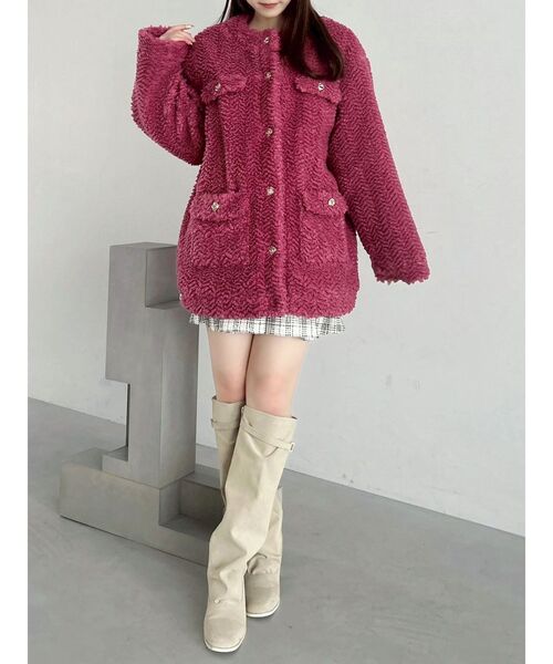 dazzlin（ダズリン）の「ボアフレンチブルゾン（ブルゾン・レディース・レッド/ピンク/オフホワイト/チャコールグレー・FREE）」の20枚目の写真