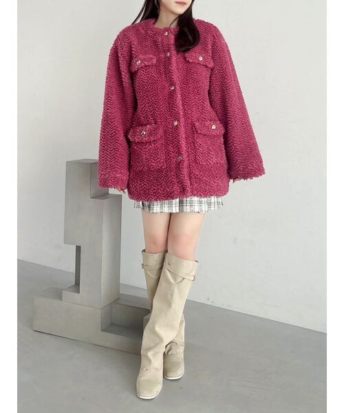 dazzlin（ダズリン）の「ボアフレンチブルゾン（ブルゾン・レディース・レッド/ピンク/オフホワイト/チャコールグレー・FREE）」の21枚目の写真