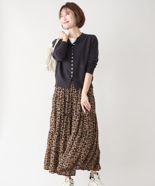 Ehre style（エーレスタイル）の「シフォンが上品軽やかに印象残す レオパードスカート（スカート・レディース・ブラウン・FREE）」の4枚目の写真