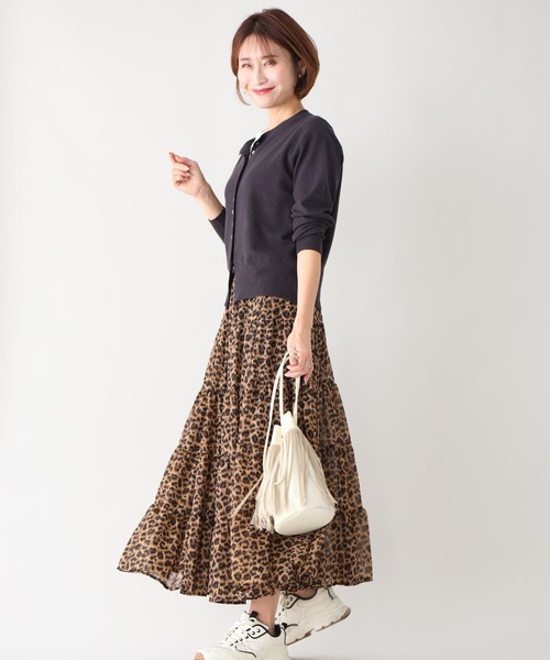 Ehre style（エーレスタイル）の「シフォンが上品軽やかに印象残す レオパードスカート（スカート・レディース・ブラウン・FREE）」の9枚目の写真