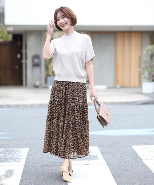Ehre style（エーレスタイル）の「シフォンが上品軽やかに印象残す レオパードスカート（スカート・レディース・ブラウン・FREE）」の12枚目の写真