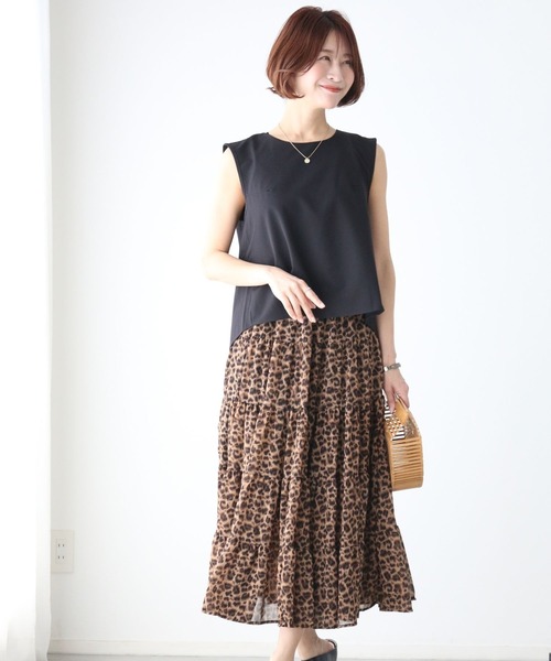Ehre style（エーレスタイル）の「シフォンが上品軽やかに印象残す レオパードスカート（スカート・レディース・ブラウン・FREE）」の13枚目の写真
