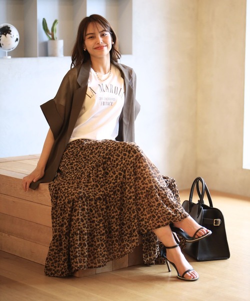 Ehre style（エーレスタイル）の「シフォンが上品軽やかに印象残す レオパードスカート（スカート・レディース・ブラウン・FREE）」の17枚目の写真