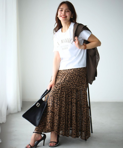 Ehre style（エーレスタイル）の「シフォンが上品軽やかに印象残す レオパードスカート（スカート・レディース・ブラウン・FREE）」の20枚目の写真